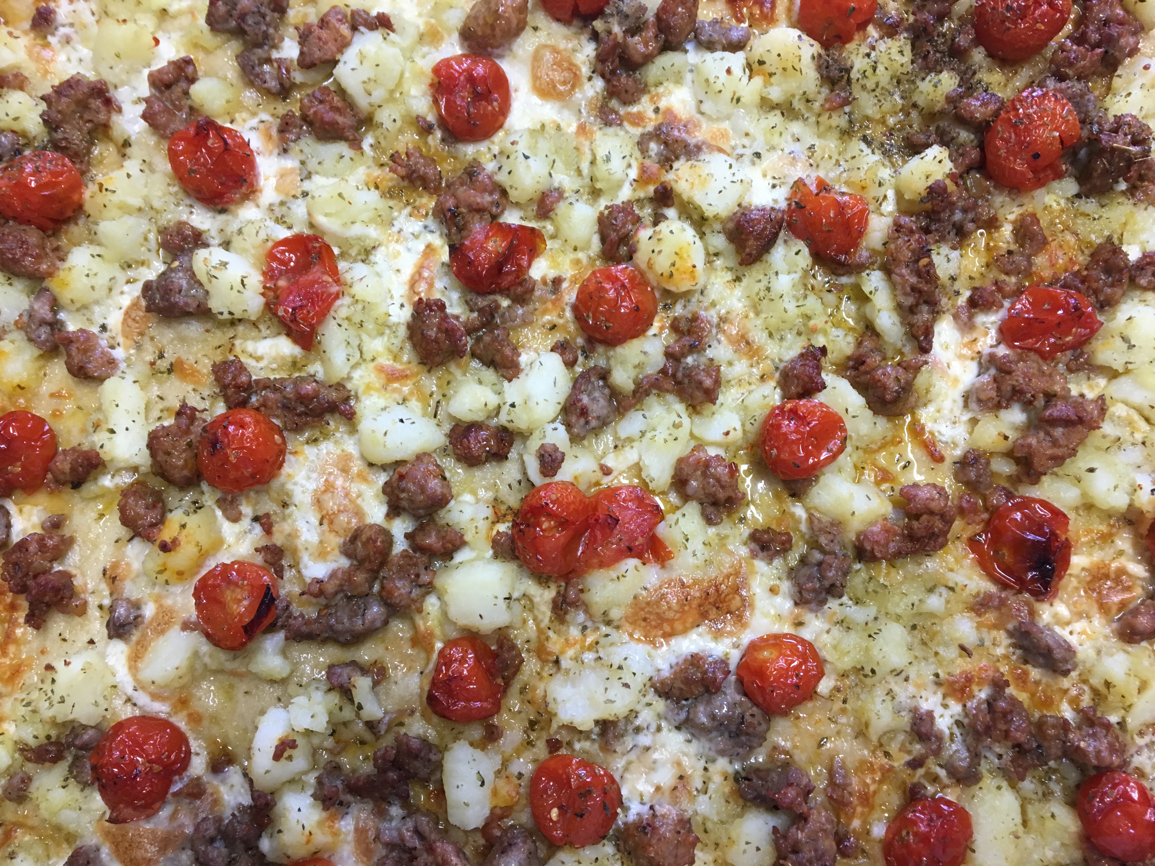 Potato Sausage And Tomato Pizza Mezza Luna